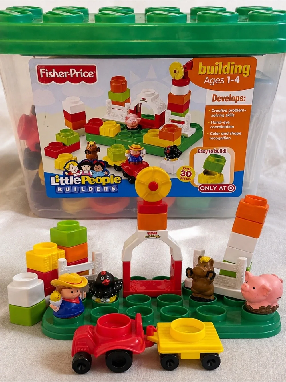 Fisher-Price Little People Builders Set — Green, Red, Yellow & Orange